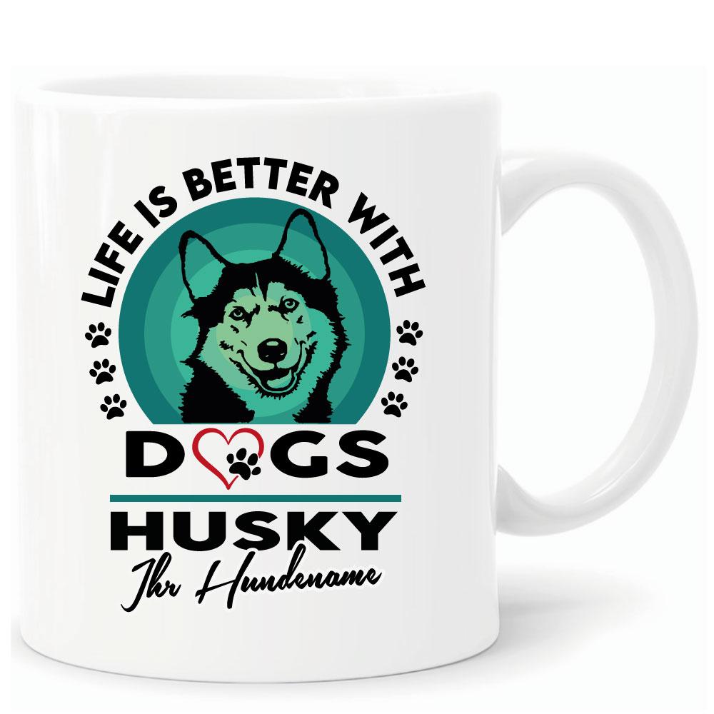 Tasse mit Hund personalisiert Husky