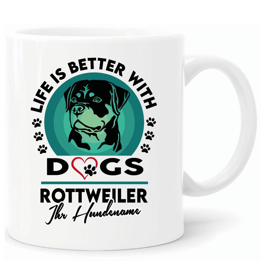 Tasse mit Hund personalisiert Rottweiler