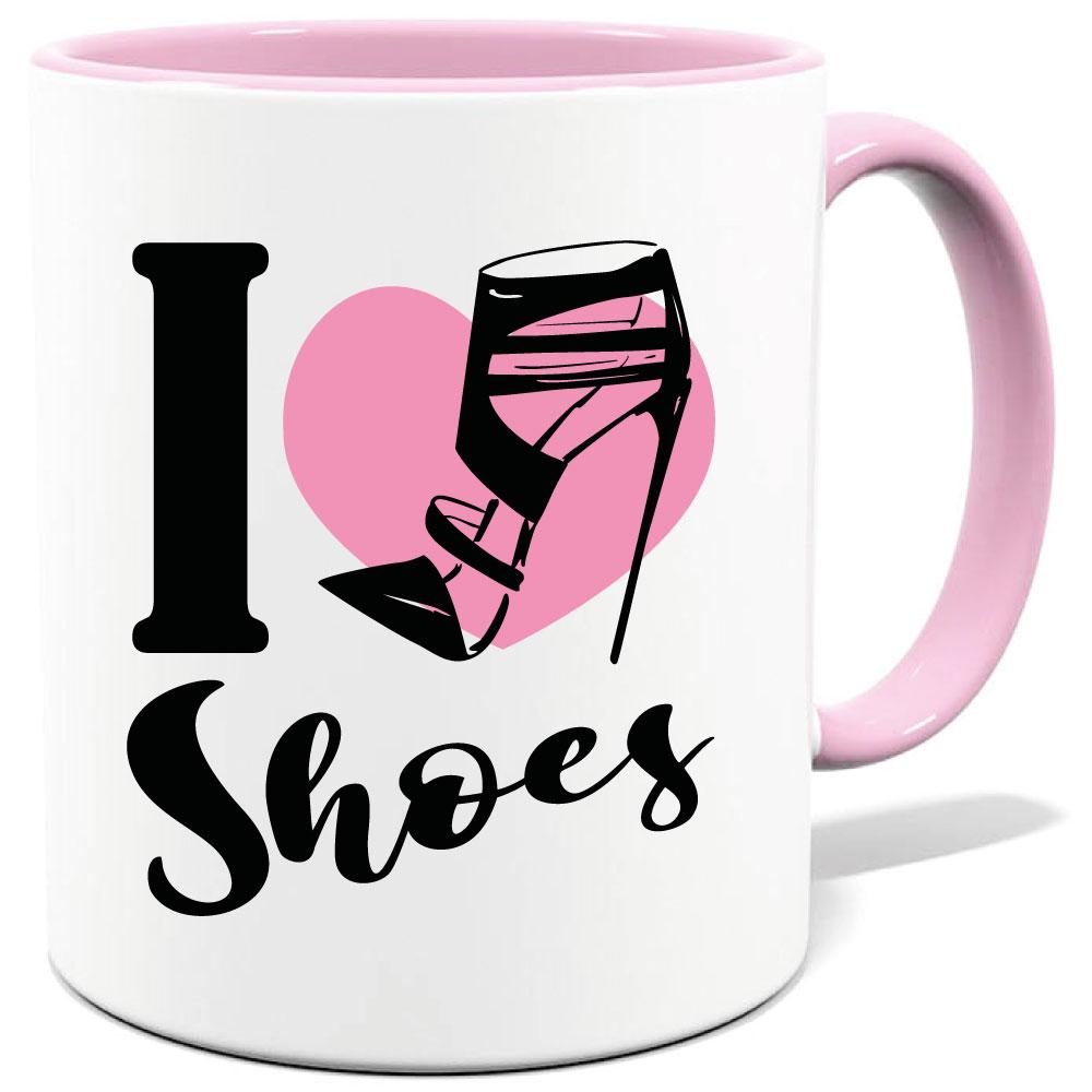 Tasse bedruckt mit I Love Shoes