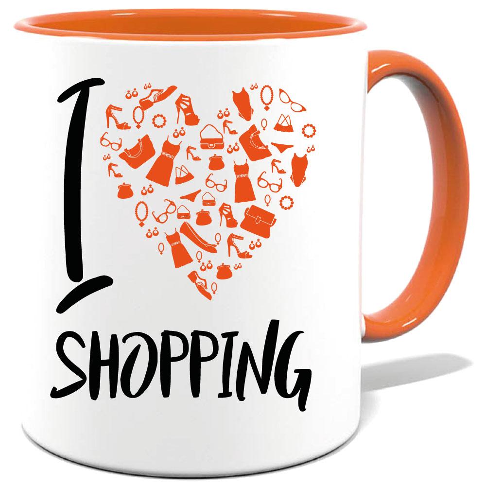 Tasse bedruckt mit I Love Shopping