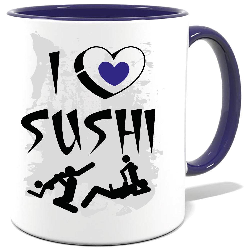 Tasse bedruckt mit I Love Sushi