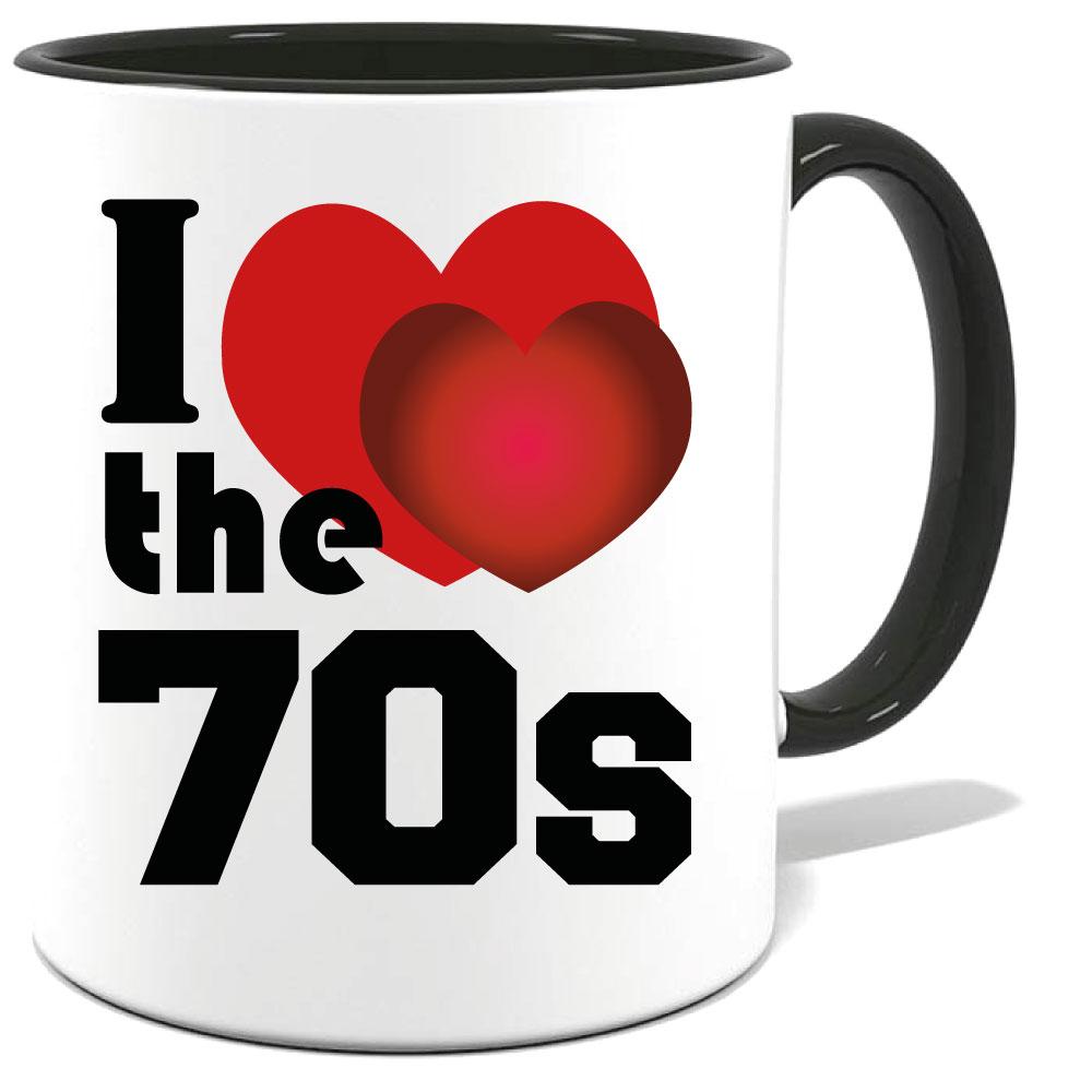 Tasse bedruckt mit I Love the 70s