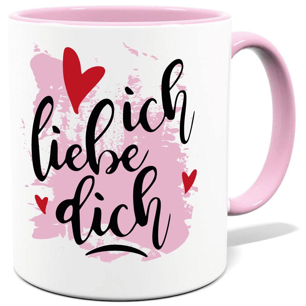 Tasse bedruckt mit Schnörkelschrift Ich liebe dich