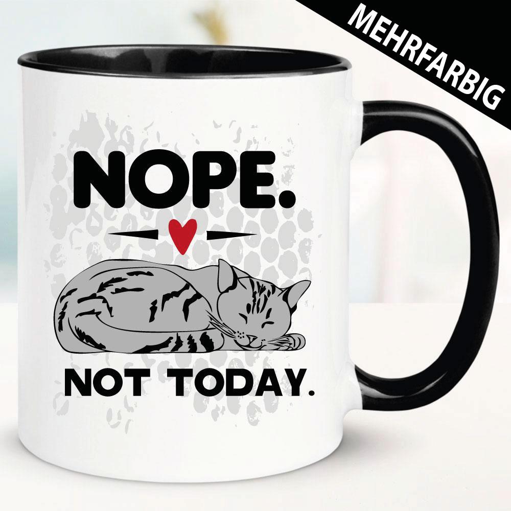 Nope / Nein Tasse mit schlafender Katze und Herz.