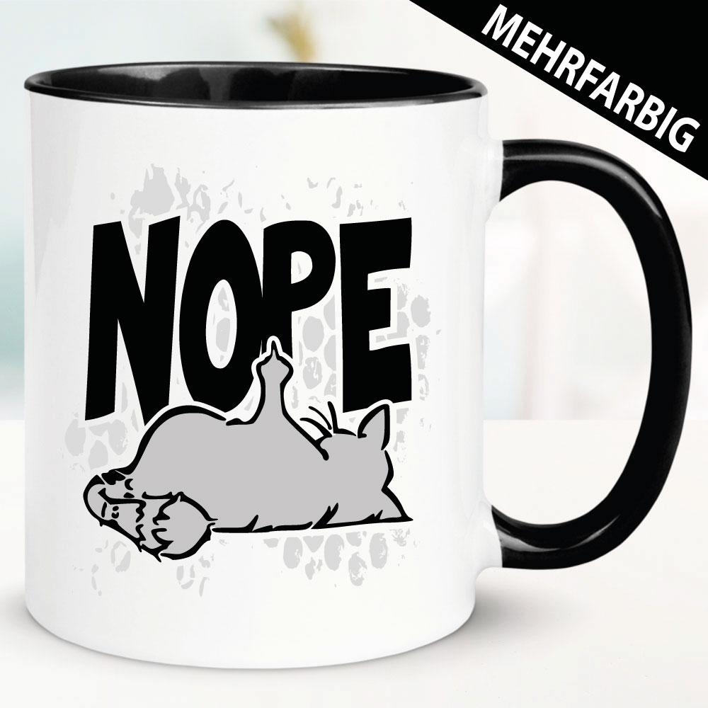 Nope / Nein Tasse Katze mit Stinkefinger.