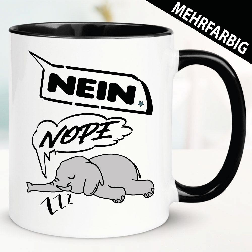 Elefant auf der Nope / Nein Tasse.