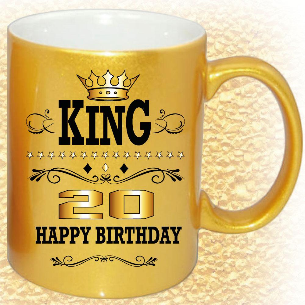 Tasse zum 20. Geburtstag Gold und Silber King