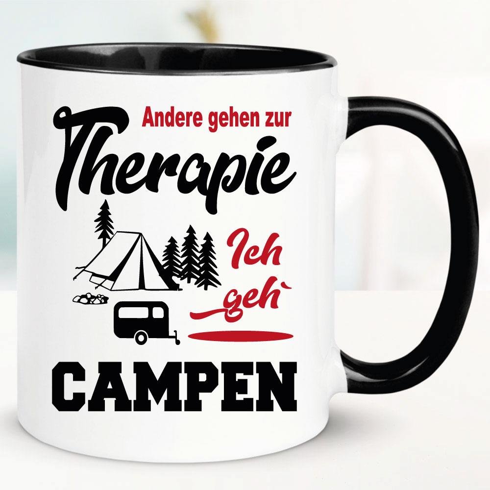 Lustige Sprüche Tasse für Camper Therapie Campen