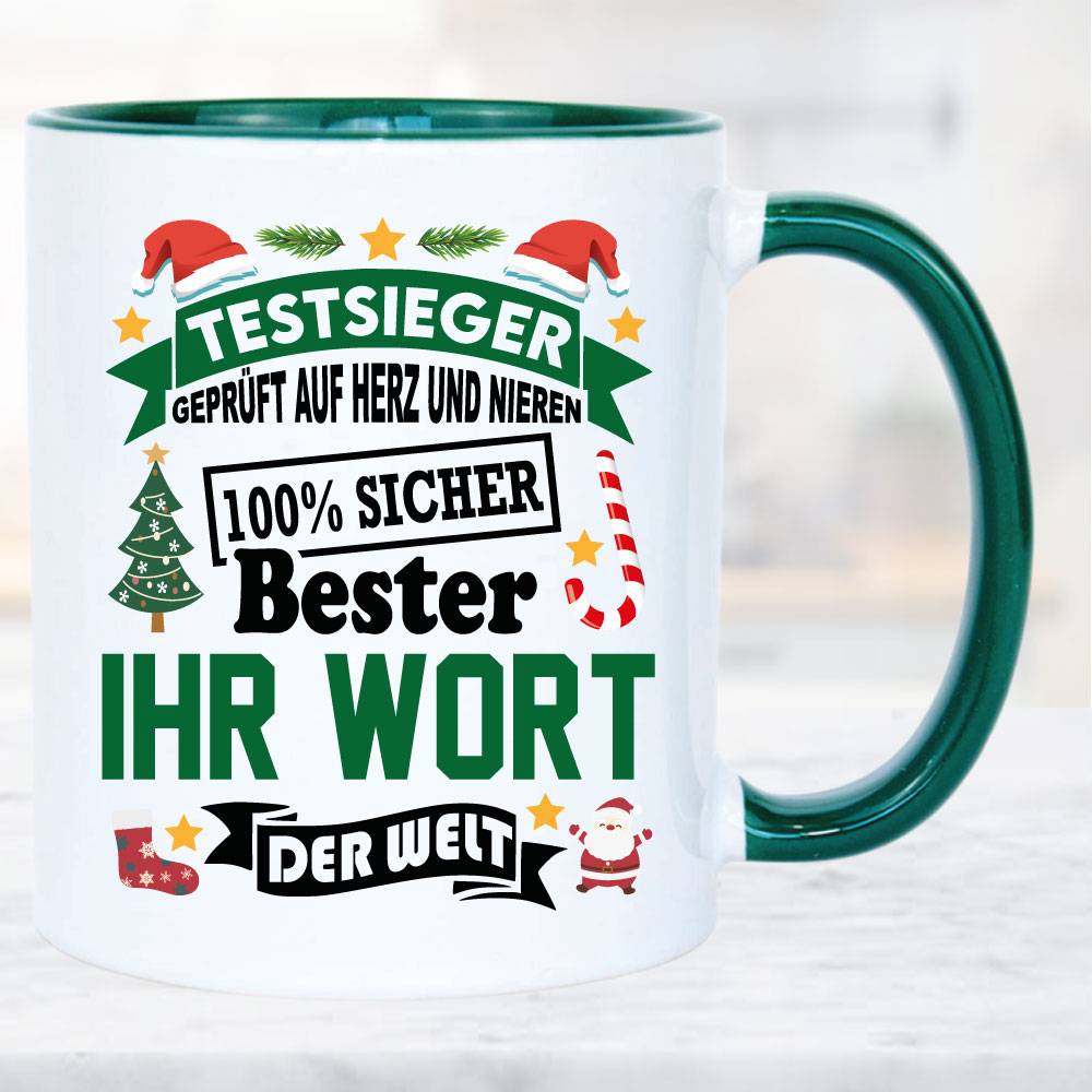 Weihnachtstasse-Familie-Beruf-Name-Personalisiert-Grün