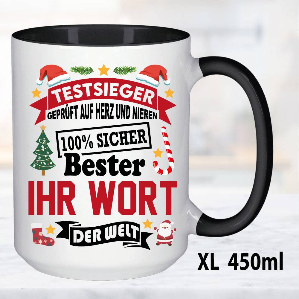 Weihnachtstasse-Familie-Beruf-Name-Personalisiert-XL Schwarz