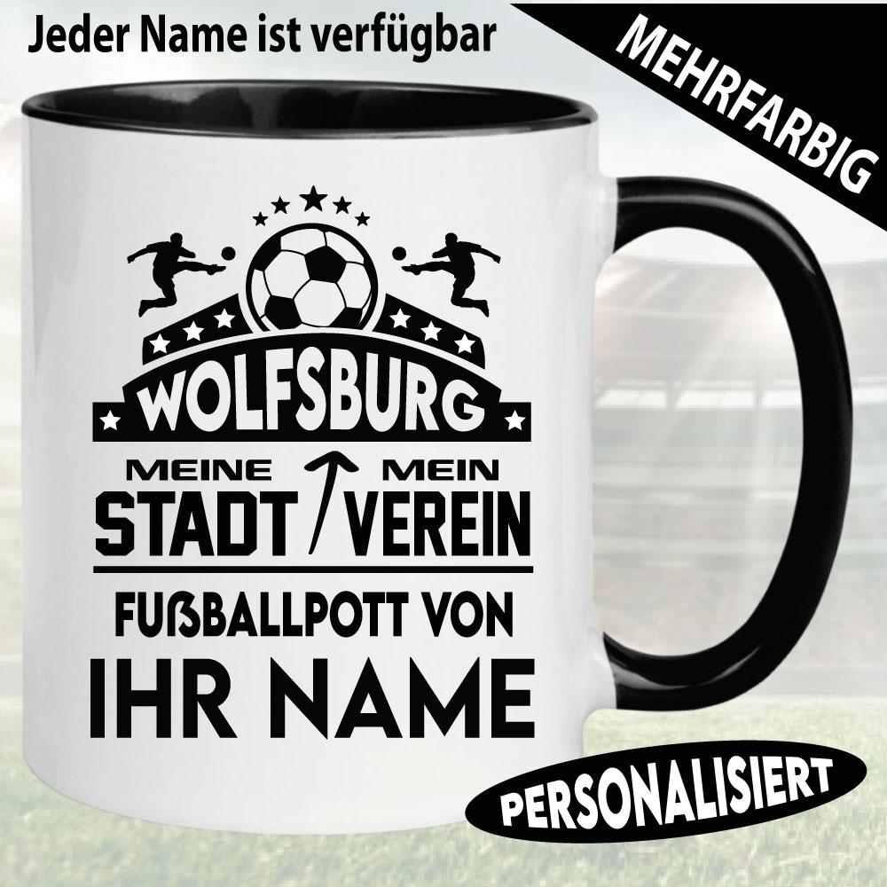 Personalisierte Fußballtasse Wolfsburg