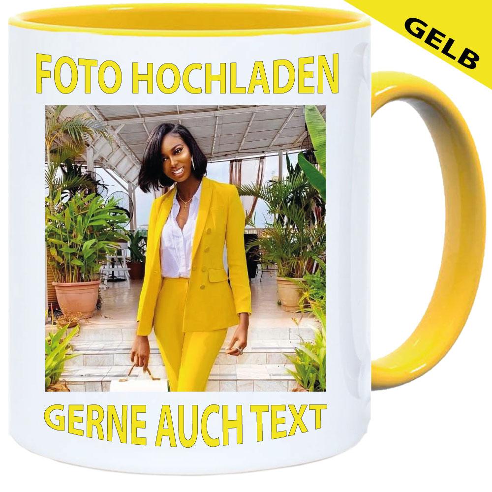 Fototasse Henkelbecher Gelb