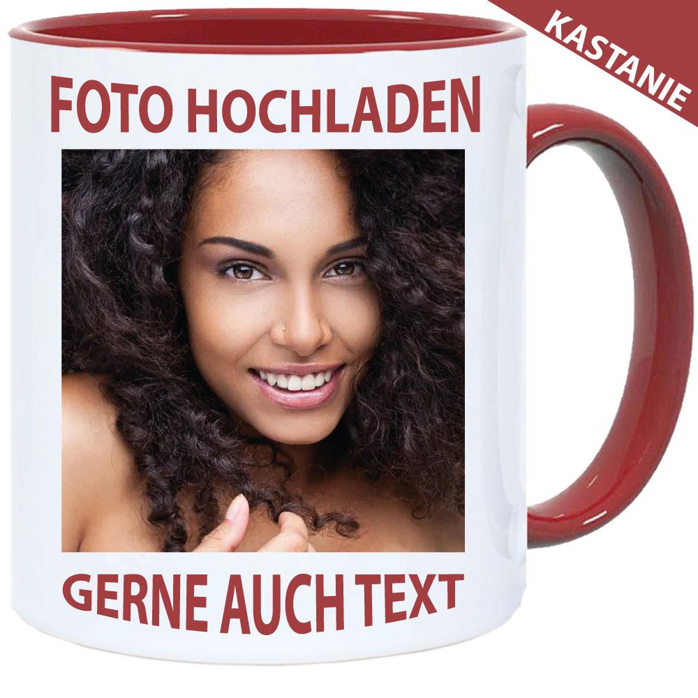 Fototasse Henkelbecher Maroon / Kastanie